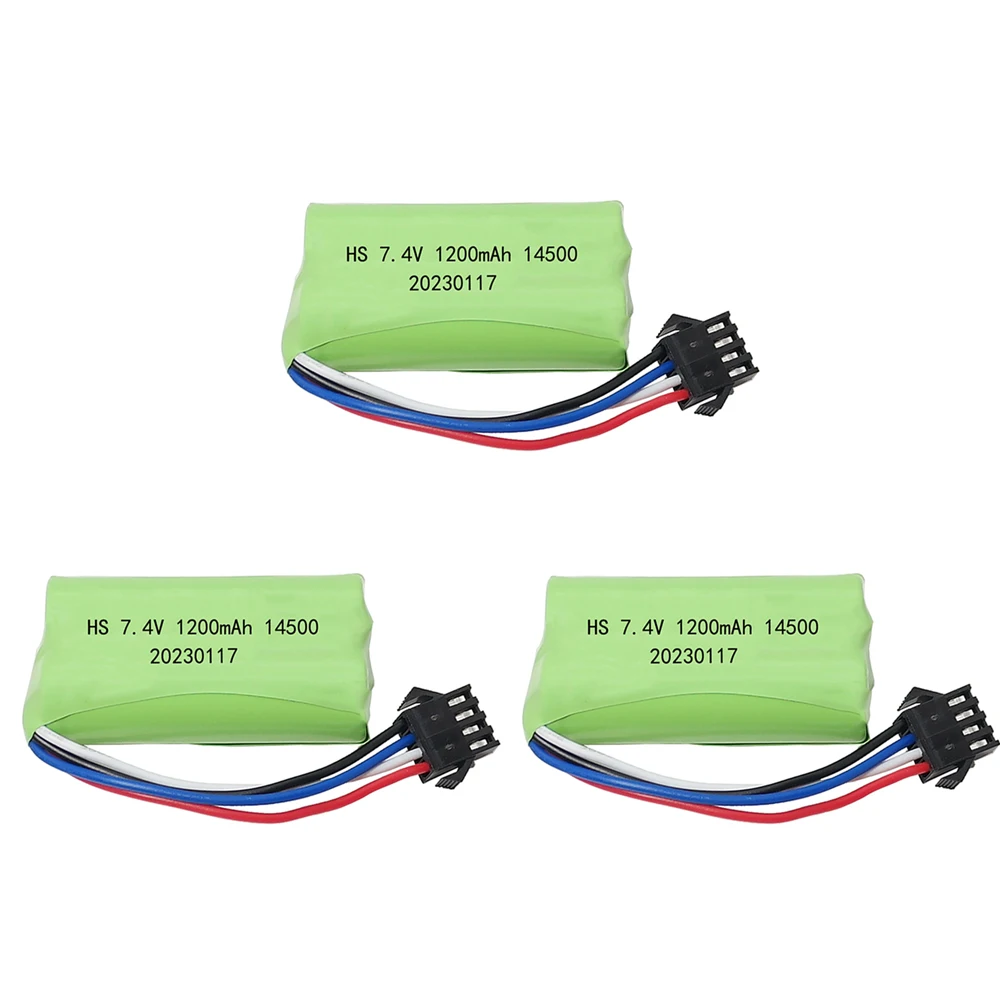 14500 7.4V 1200mAh Lipo Battery with Charger For Electric Toys Water Bullet Gun Spare Parts 7.4V Battery For RC toys Cars