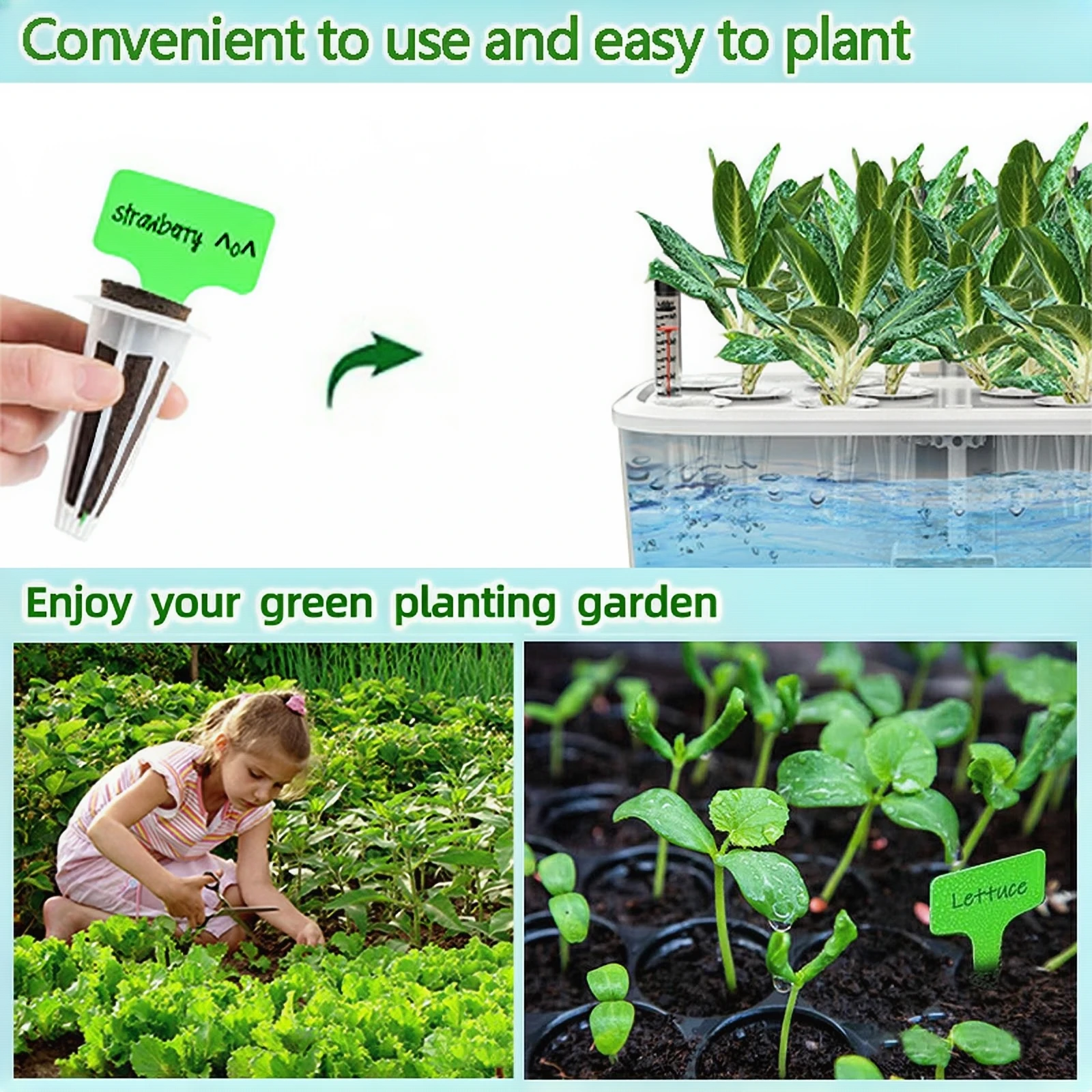50/100Pcs Hydroponic Pods Kit with Plant Labels Seed Grow Sponges Root Growth Indoor Gardening Accessories