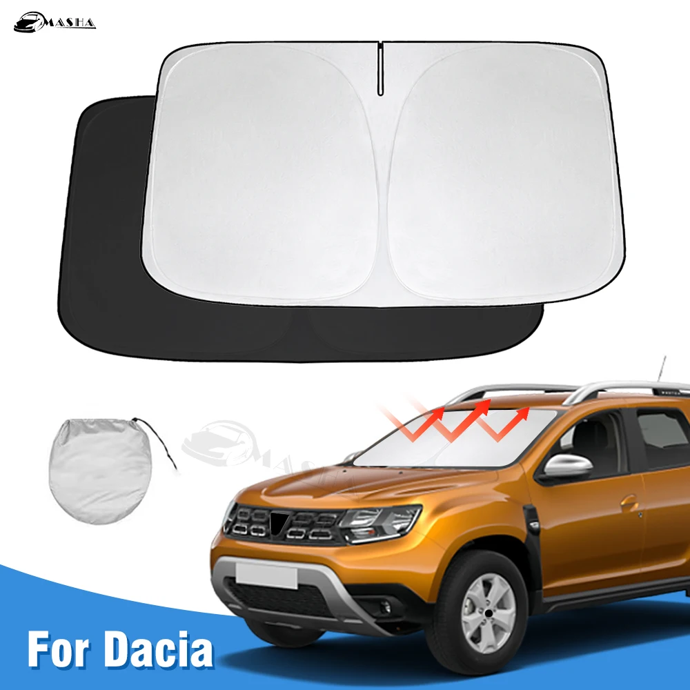 Windshield Sun Shade For Dacia Duster 2010-2021 2022 2023 2024 Car Sunshade Cover Foldable Sun Visor Protector Blocks UV Rays