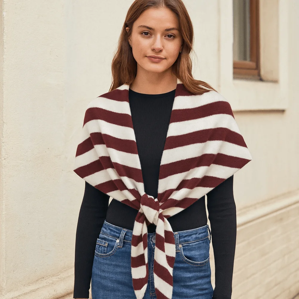 Elegante estilo coreano listrado cachecol cashmere engrossado inverno xale pescoço mais quente de pelúcia malha triângulo cachecol feminino/masculino