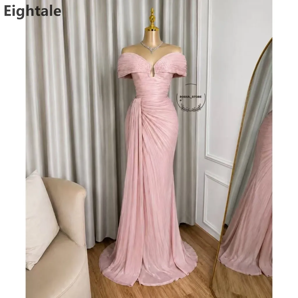 Eightale 2025 Rosa Meerjungfrau-Maxikleid für den Abend, schulterfrei, herzförmig, für Hochzeit, Party, formelles Abschlussballkleid, Dubai-Partykleid, maßgeschneidert