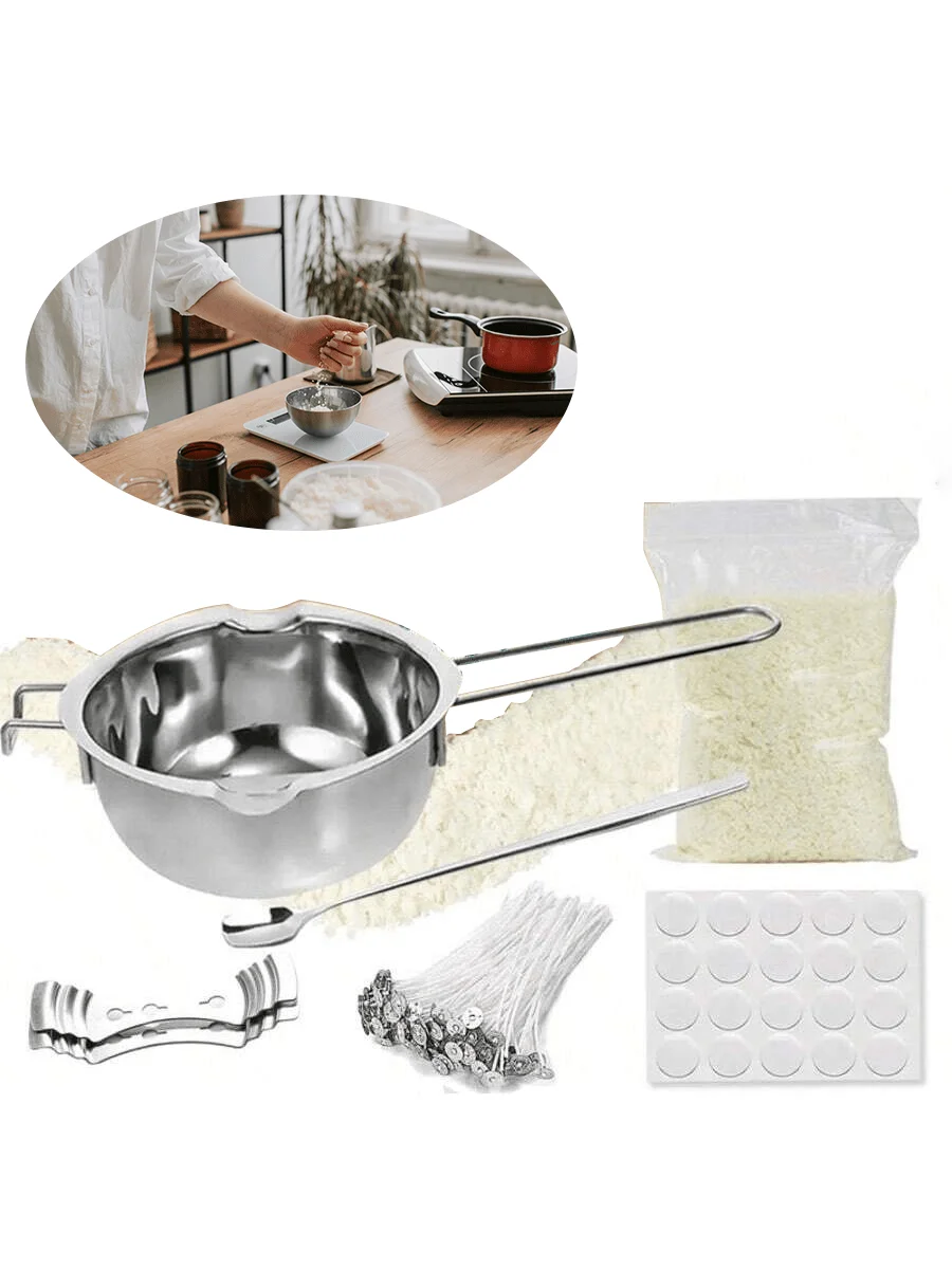 DIY-Kerzenherstellungsset, enthält einen Kerzenhersteller/Sojawachs/Dochtaufkleber/Dochte/Dochthalter/Löffel. Perfekt für die Herstellung von Weihnachtsgeschenken