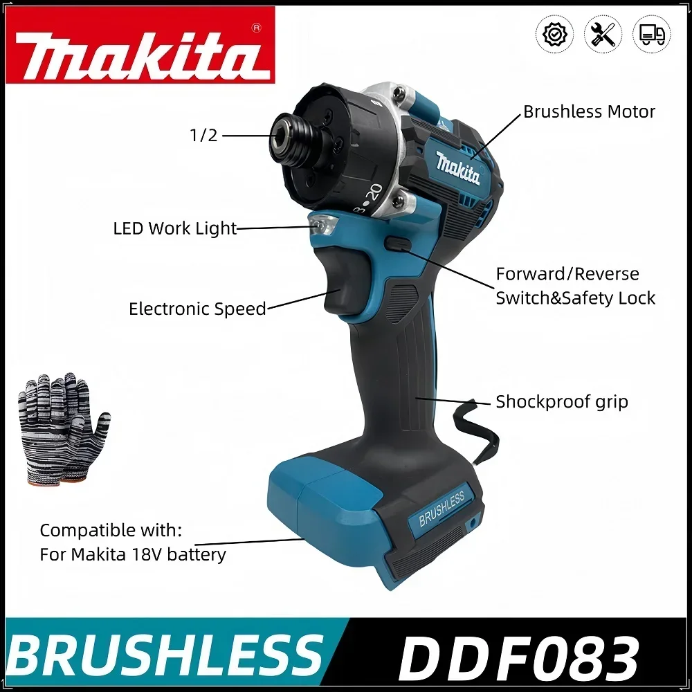 Makita Cordless 18V/21V 2in1 brushless electric screwdriver, torque adjustable with LED lamp, two speeds Makita 18v battery