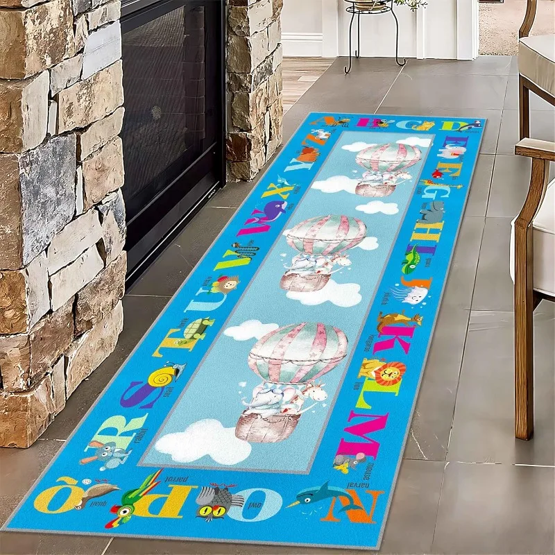 Colorful Alphabet Runner Rug Cartoon Letter Children's Non-Slip Play Mat Fun Home Decor Children's Game Area Education Carpet