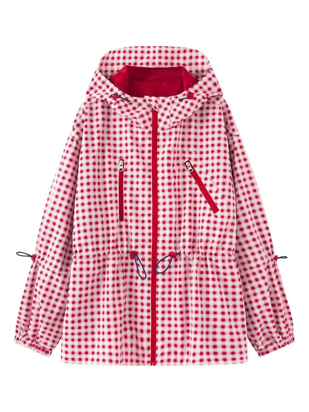 Sweet Style Hooded Jacket Women's Gel Craft Zipper Loose Casual Student Coat Polyester Fiber Waterproof Long Sleeve Regular L...