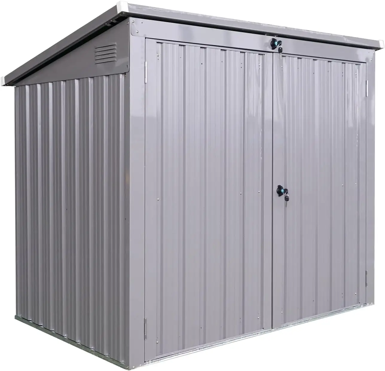 

Stainless Galvanized Steel Multi - Use Metal Outdoor Shed: Store 2 Trash Cans, Garden Tools, Bikes