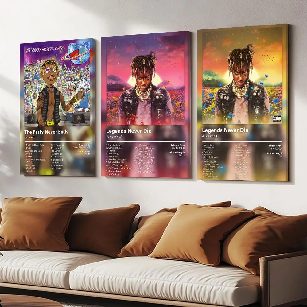 Singer Rapper J-Juice WRLD Album Cover Painting Calligraphy Wooden Framed Canvas Poster Wall Art HD Waterproof Print Home Decor