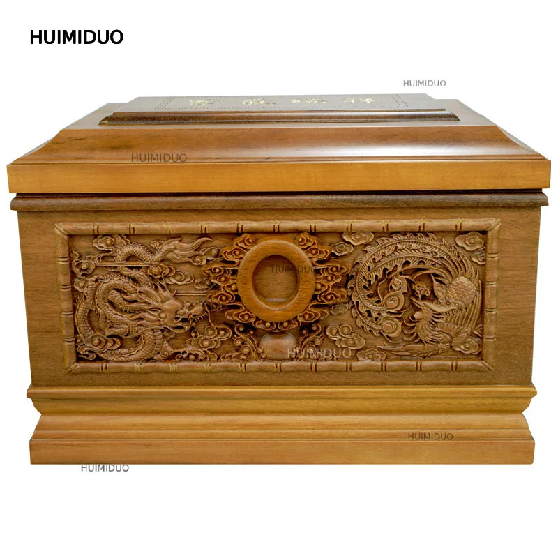 Funeral Supplies Urn Solid Wood Sandalwood Double-layer Thickened Plate Purple Oxygen Ruixiang Unicorn Blessing