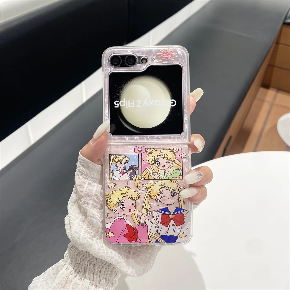 Cute Cartoon Japanese Anime Sailor Moon Phone Case For Samsung Galaxy Z Flip 7 6 5 Case Soft TPU Back Cover For Z Flip 3 4 view 3
