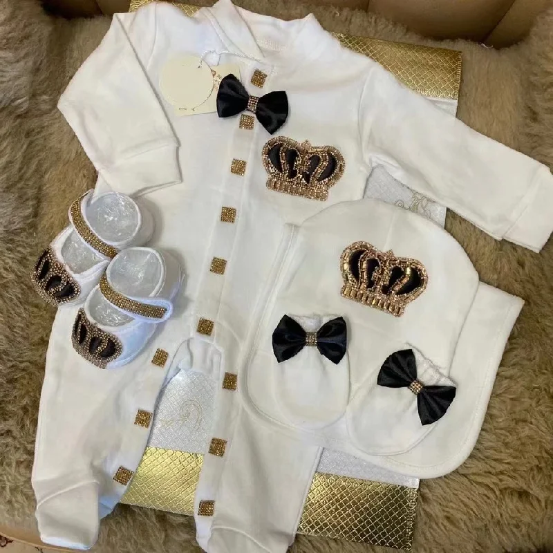 Newborn Baby Boy Outfits Set Kids Clothing Real Cotton Infant Care Products Body Suit Shirt Pants Hat 5 Pieces Origin Turkey