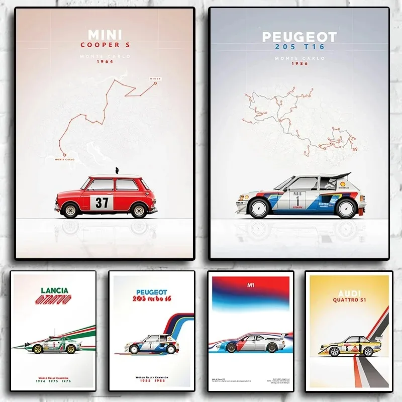 F1 Cartoon Vintage Cars Poster Decoration Racing Motorsport Circuit Track Car For Wall Art Racer Room Decor Posters Aesthetics