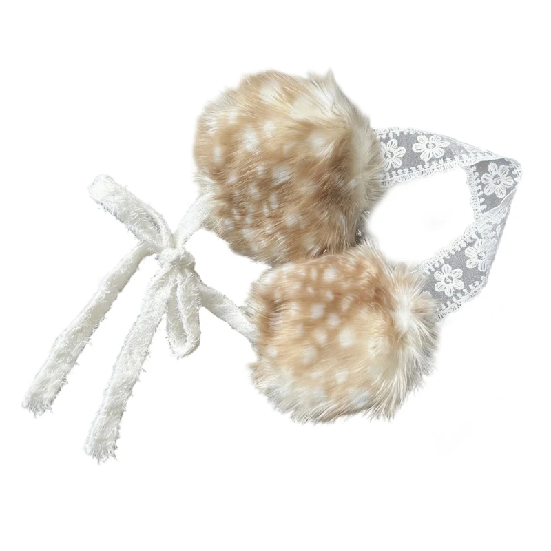  Deer Pattern Earmuffs Soft Plush Ear Protectors For Outdoor Activity Winter Wear