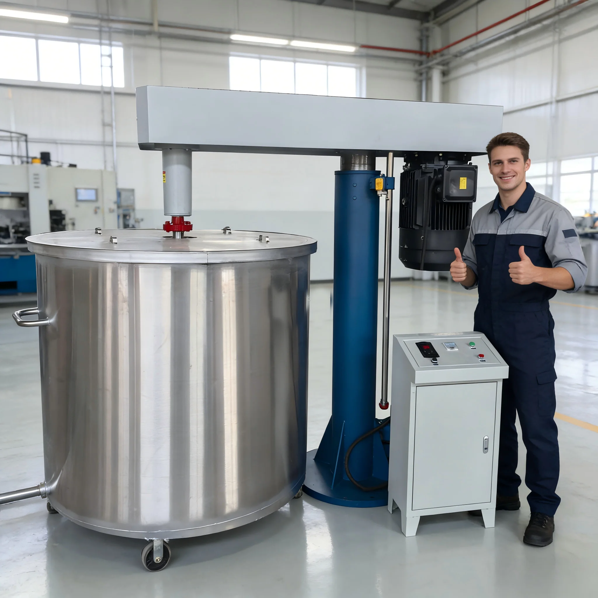Hydraulic Automatic Lifting High Speed Disperser Mixer Large Batch Emulsion Cosmetic Raw Material Mixer