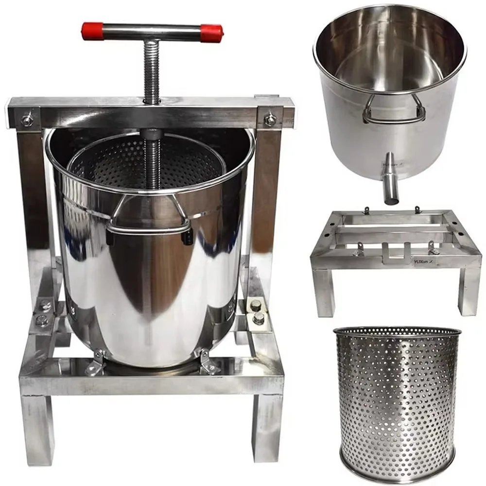 Stainless Steel Bee Wax Press 23cm Diameter Honey Presser Machine Beekeeping Tool Durable Manual Wax Processing