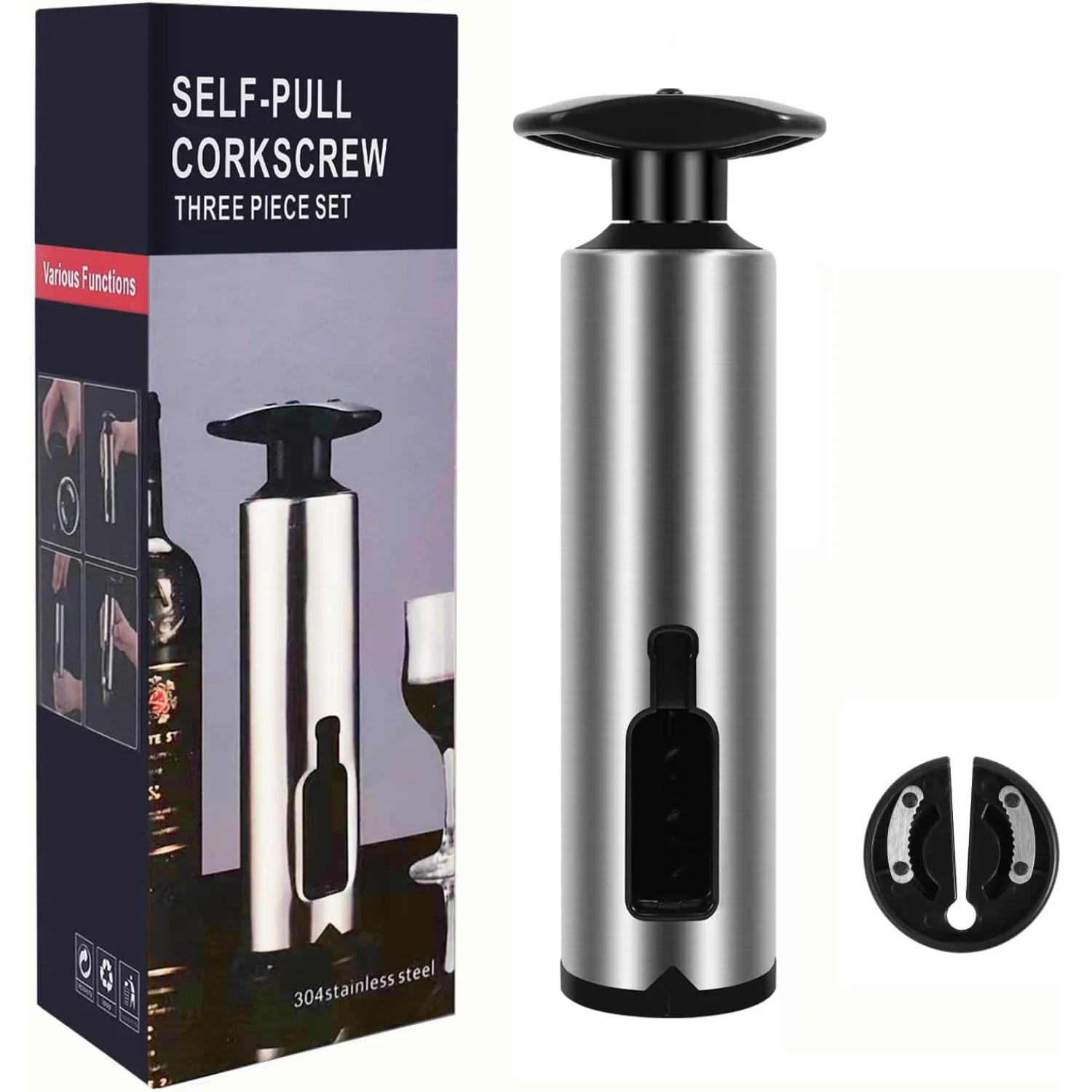 Multifunctional Corkscrew Bottle Opener with Foil  and Beer Opener ( in 1)