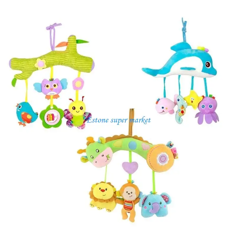 090b pelúcia pendurado chocalhos brinquedo desenhos animados forma animal brinquedos coloridos interativos pai-filho para