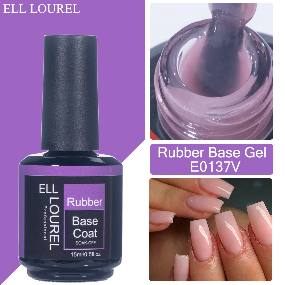 ELL LOUREL 15ML Milky Jelly Pink Rubber Base Gel Nail Polish Camouflage Color Coat Soak Off Semi Permanent UV Hybrid Gel Varnish