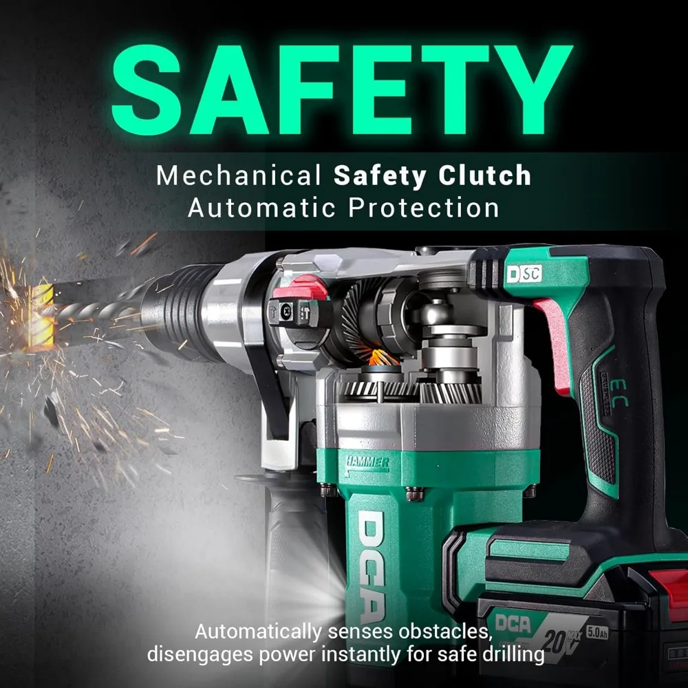 مثقاب مطرقة دوارة لاسلكي 20 فولت، تأثير 4.5J، 3800BPM، SDS-Plus، التحكم في الاهتزاز مع بطارية وشاحن سريع