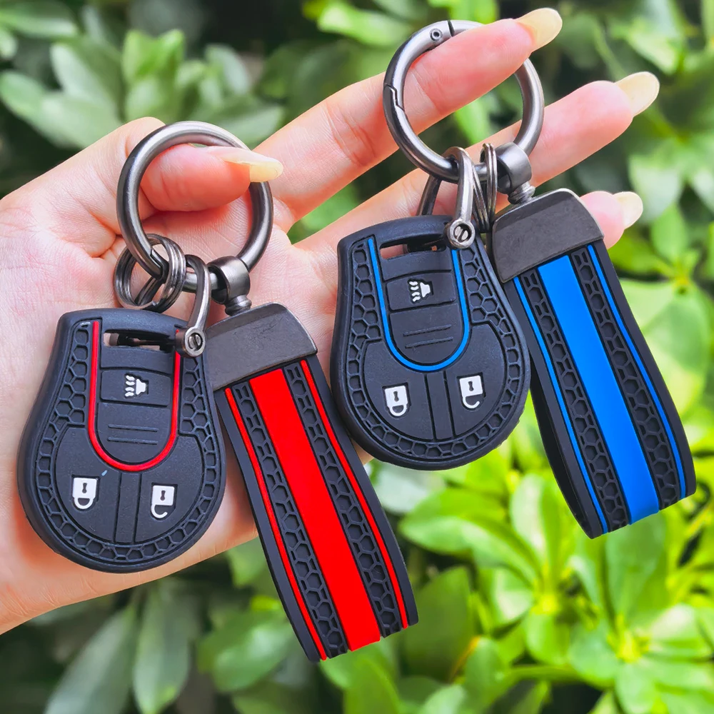 Keychain 3 Buttons Silicone Key Case Cover For Nissan March Tiida Altima Armada Cube Juke Maxima Pathfinder Rogue Sentra Versa