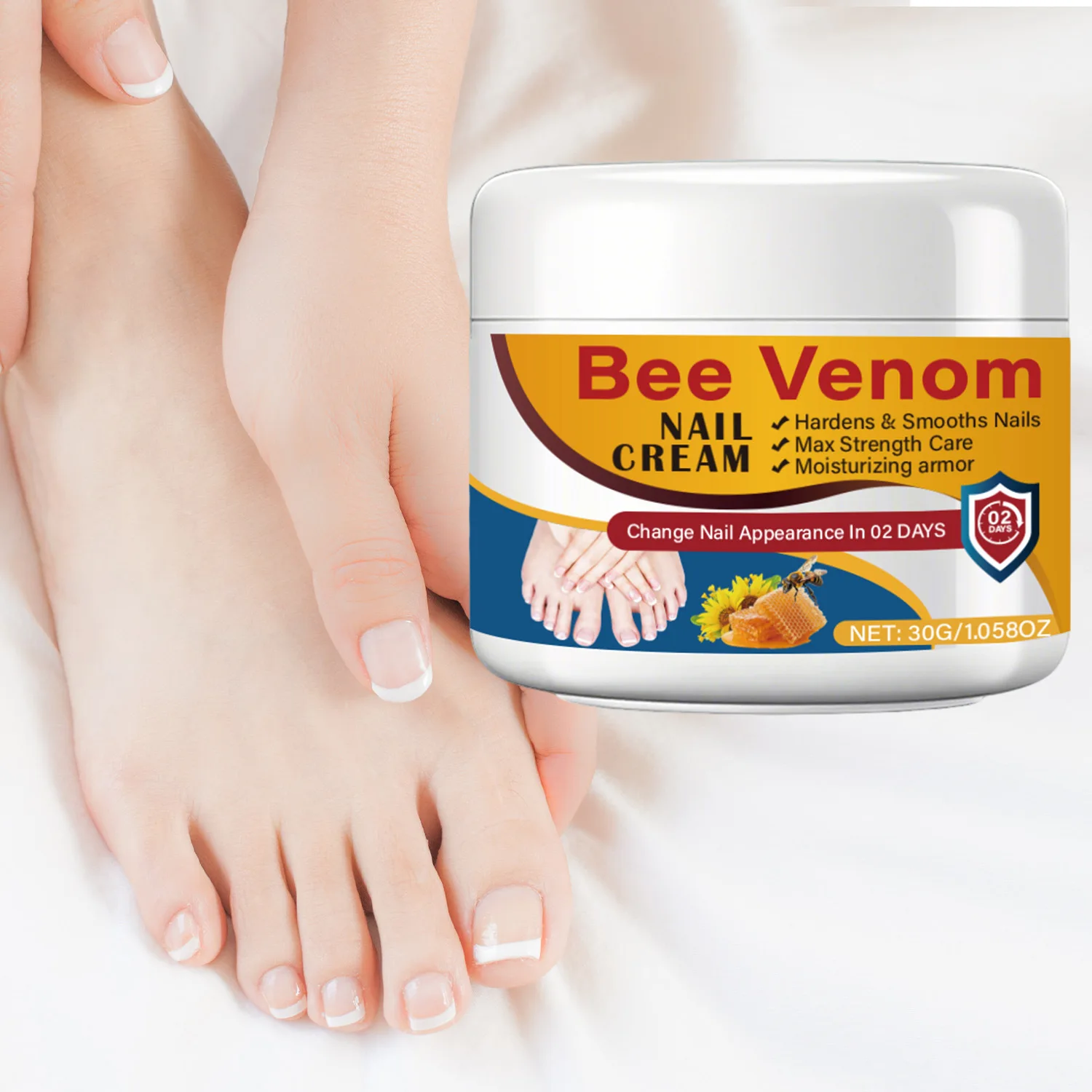 Bee Venom Nail Cream- Fast & Visible Results in 02 Days - Hardens, Smooths & Max Strength Care - with Bee Venom.