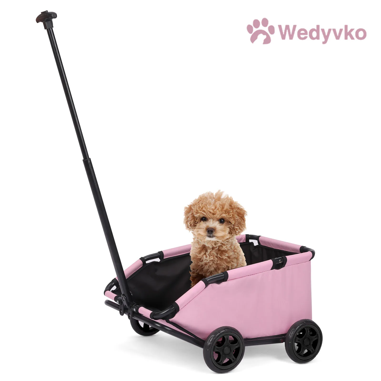 

Small Pet Cart 4 Wheels Folding Dog Stroller Lightweight 360° Rotating Trolley Pet Stroller Small Cats Dogs Rolling Cat Carrier