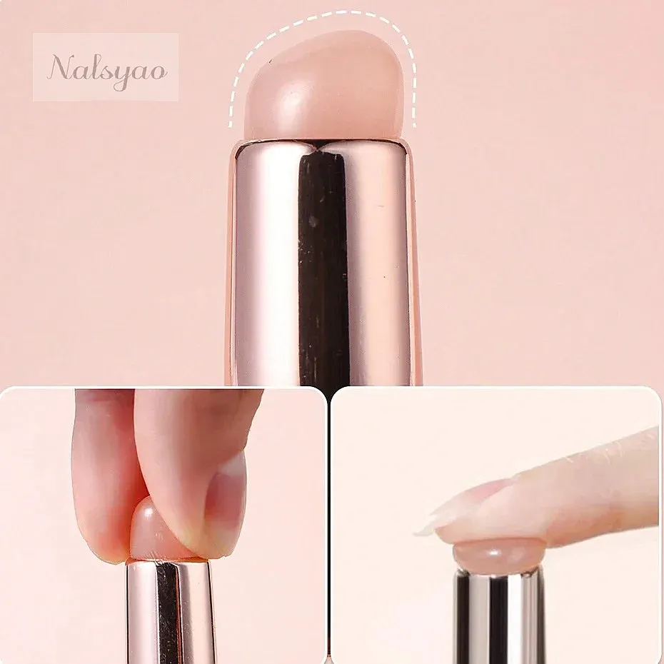 Nail Art Silicone Brush Reusable Mirror Powder Pigment Applying Manicure Gradient Effect Nail Arts Applicator