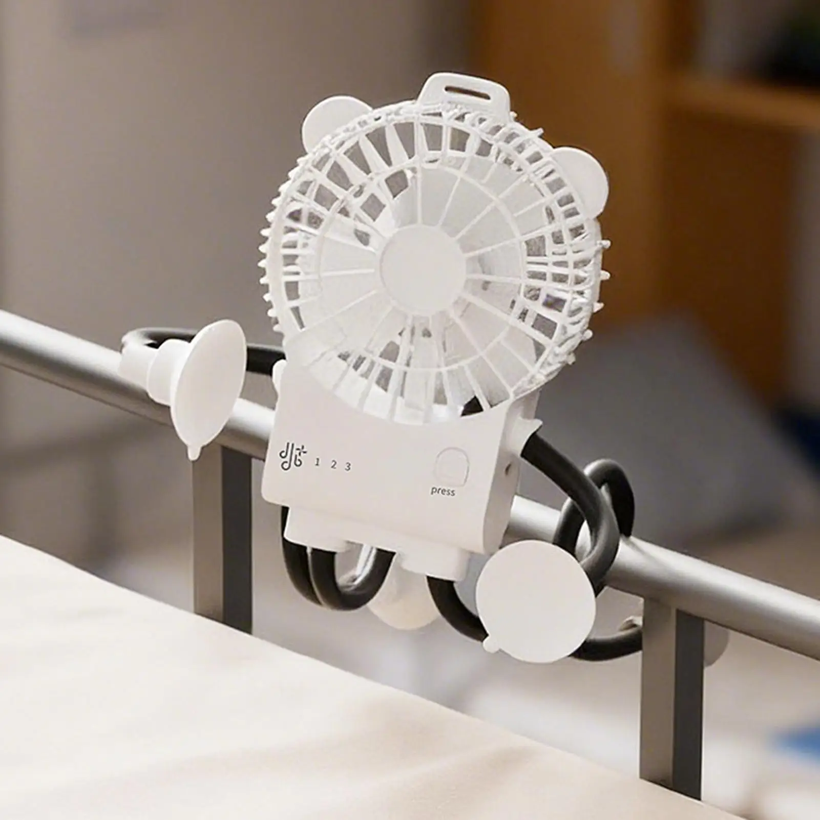 

Mini Desk Fan 3-Speed Robot Shape Suction Cup Wind Blower Portable Fan For Office Travel Bedroom Camping Work Bedside Nightstand