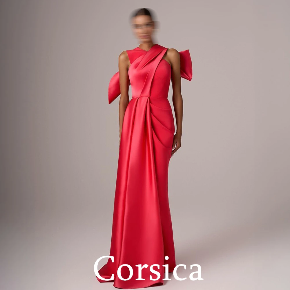 

Customized Formal Red Jersey Evening Dress Classic O-Neck Sleeveless Homecoming Dresses Temperament Special Occasion Gowns
