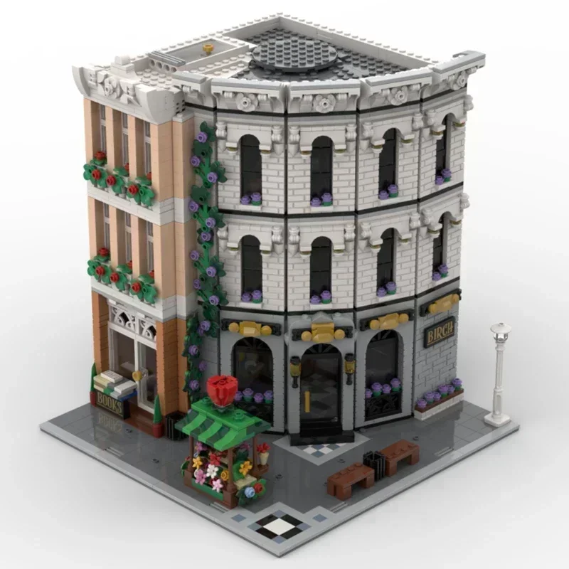 Street View Model Moc Bouwstenen Gebogen Hoek Berkenbank Technologie Modulaire Blokken Geschenken Kerst Speelgoed DIY Sets Montage