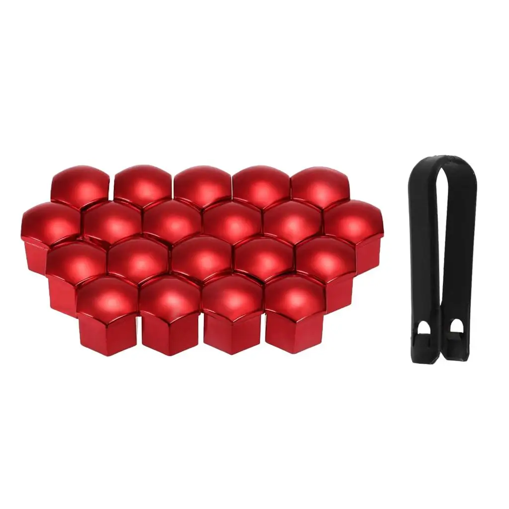 2x 20 Pieces 17mm Caps for Wheel Bolts Caps Set Wheel - Red, 17mm