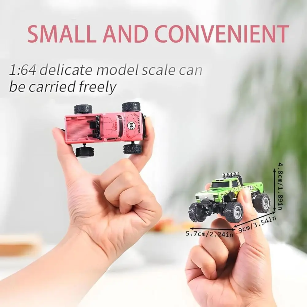 Mini camión Rc recargable por USB con remolque y luces, camión de Control remoto de aleación, juguete de pista de absorción de impacto de velocidad 1:64