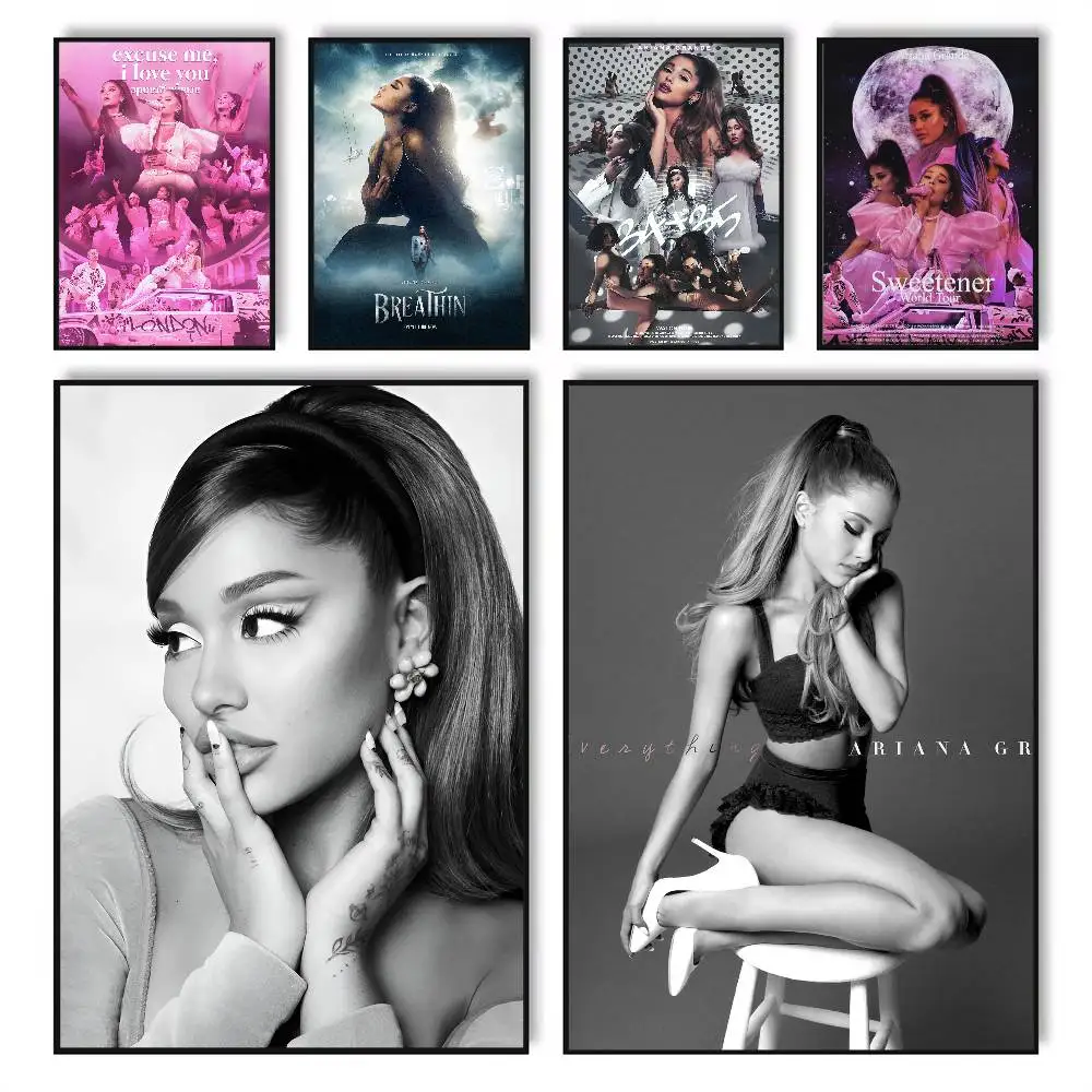 Pop Singer A-Ariana G-Grande Poster HD cartazes autoadesivos à prova d'água ideais para decoração de bar de quarto de sala de estar