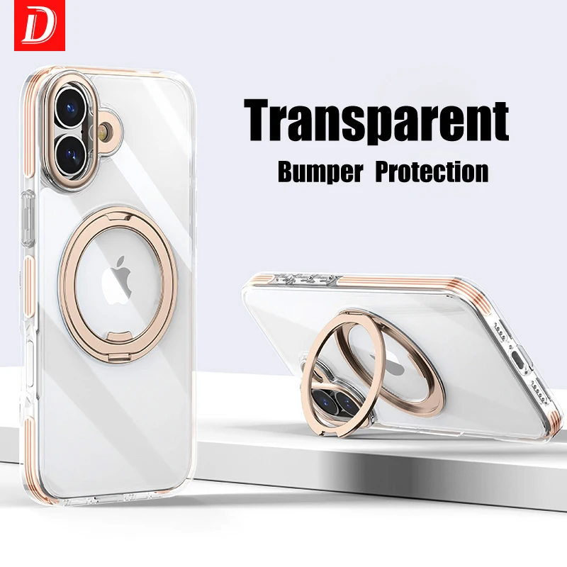 Прозрачный чехол-подставка для iPhone 12 13 14 15 16 Pro Max Plus