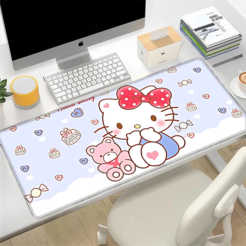 Cartoon Hello Kitty Mousepad HD Printing Computer Gamers Locking Edge Non-slip Mouse Pad XXL90x40cm Keyboard PC Desk Pad Gift