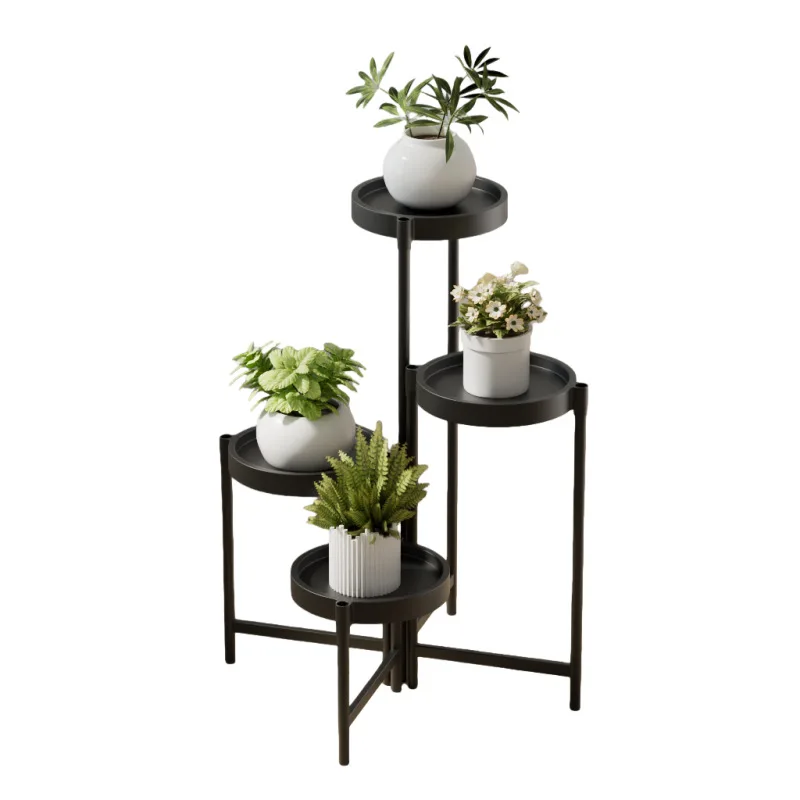 #Indoor Metal Green Plant Stand Foldable Multi-layer Flower Stand for Living Room & Balcony Creative Storage
