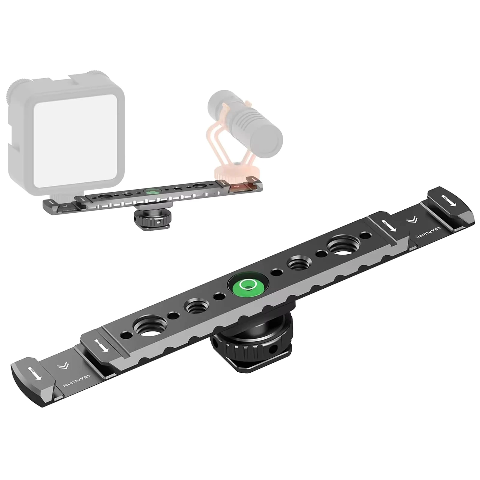 Lanxire Dubbele Cold Shoe Mount Vlog, Metalen Microfoon 1/4" Statiefschroef 4 Gaten, voor DSLR Microfoon