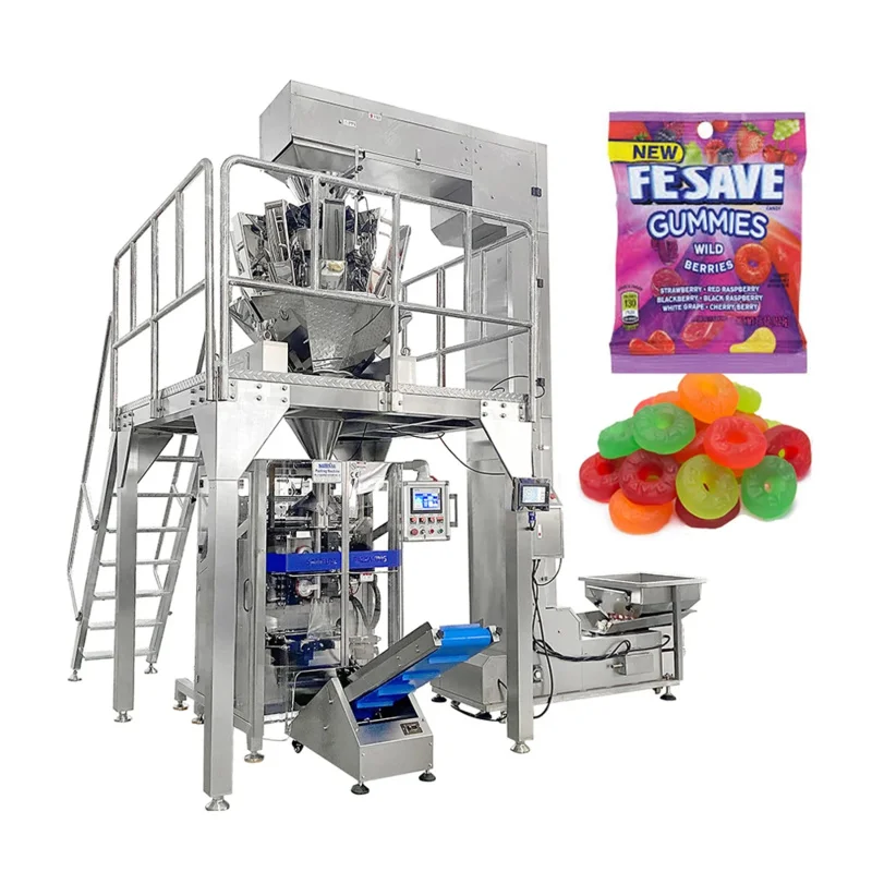 Automatic Multihead Weigher Vffs Sachet Soft Sweets Jelly Drops Gummy Candy Packing Machine