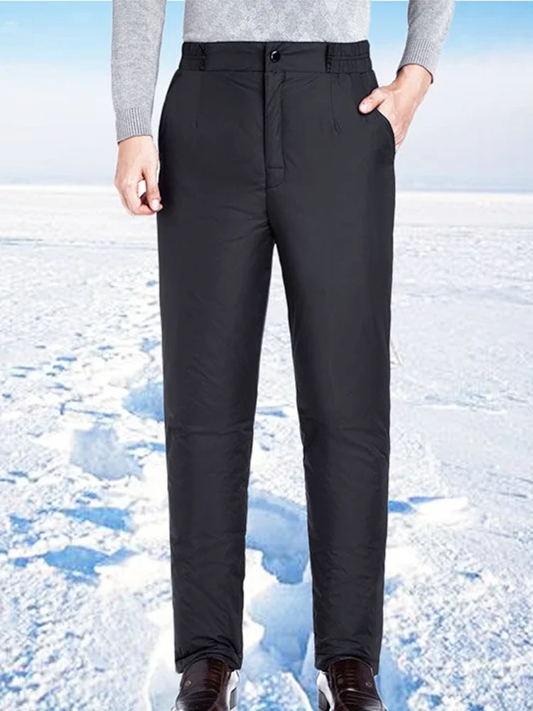 

Winter Windproof Down Cotton Pants Big Size 6xl Snow Wear Warm Straight Spodnie Thicken High Waist Waterproof Baggy Trouser New