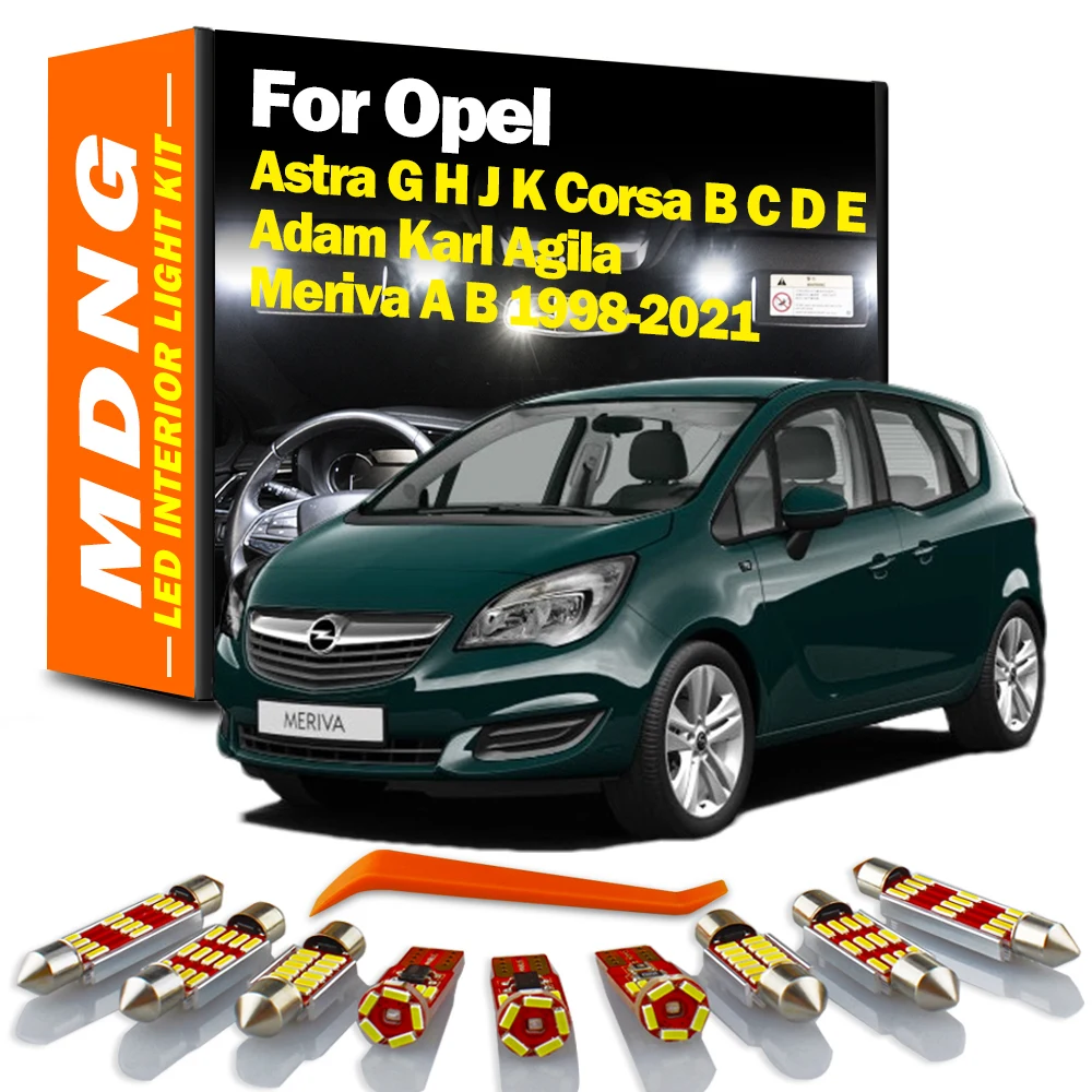 MDNG LED Interior Map Sunvisor Light Kit For Astra G H J K Corsa B C D E Adam Agila Karl Meriva A B 1998-2021 Car Accessories