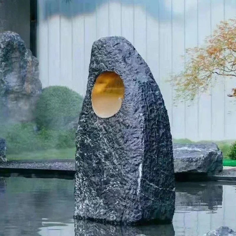 

A15 Garden Natural Black Mountain Stone Rough Stone Water Bowl Large Garden Real Estate Landscape Landscape Stone