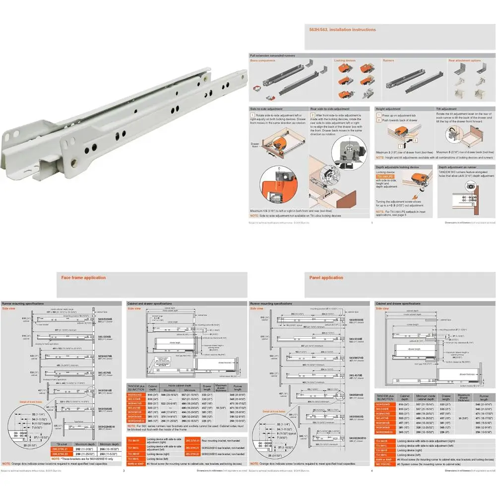 

14-дюймовые белые евро направляющие для ящиков, набор роликов для нижнего крепления для 25 пар шкафов
