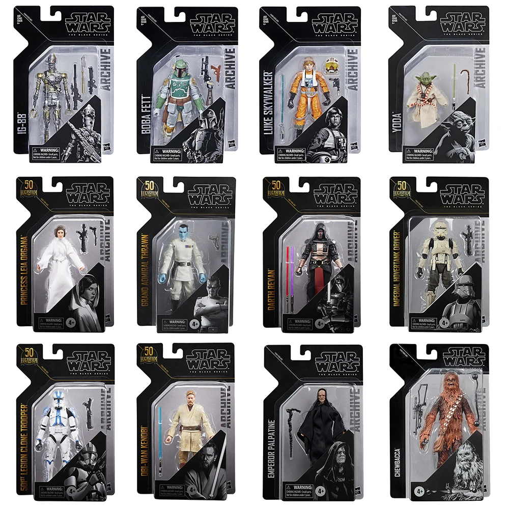 [En stock] Hasbro Star Wars The Black Archive Series Obi-Wan Luke Yoda Anakin Han Solo Leia Darth Revan 15cm figuras en miniatura de juguete