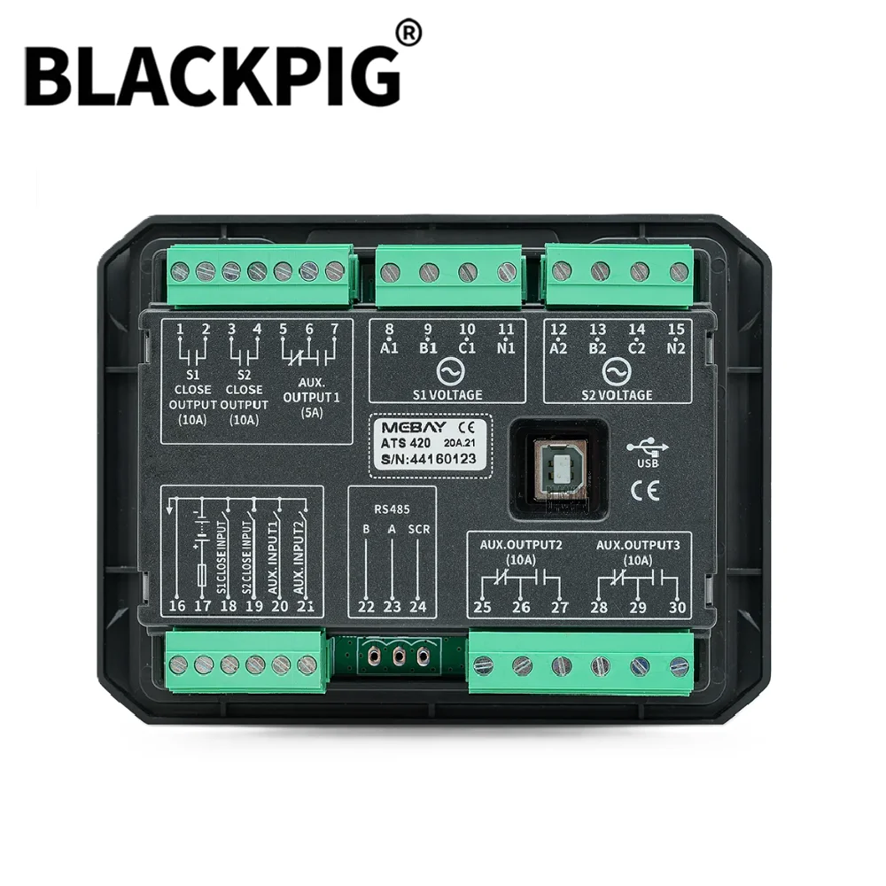 

ATS420 Mebay ATS Controller For Generator Dual Power Automatic Transfer Switch Control Module LCD Display USB Interface