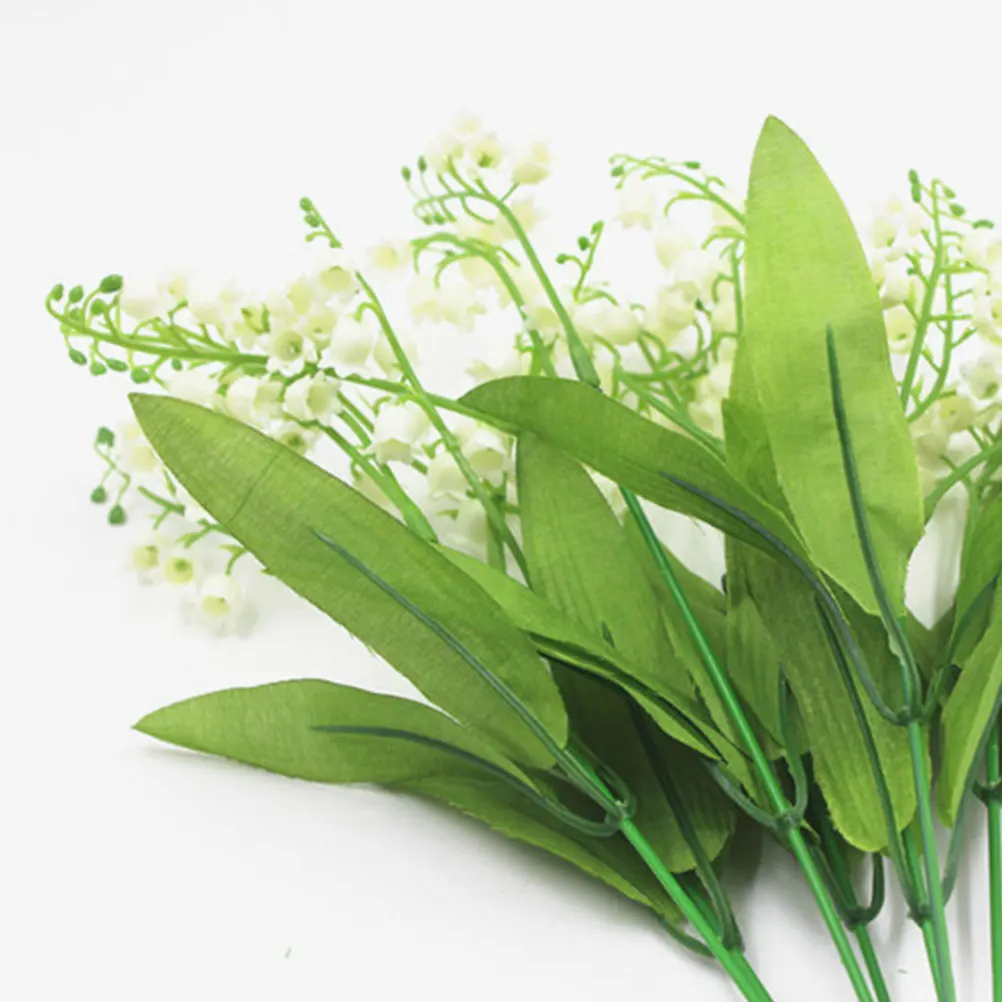 

2 Forks Convallaria Majalis Artificial Flowers Bouquet For Home Office Decor Wedding Party Props Green Simulation Flower