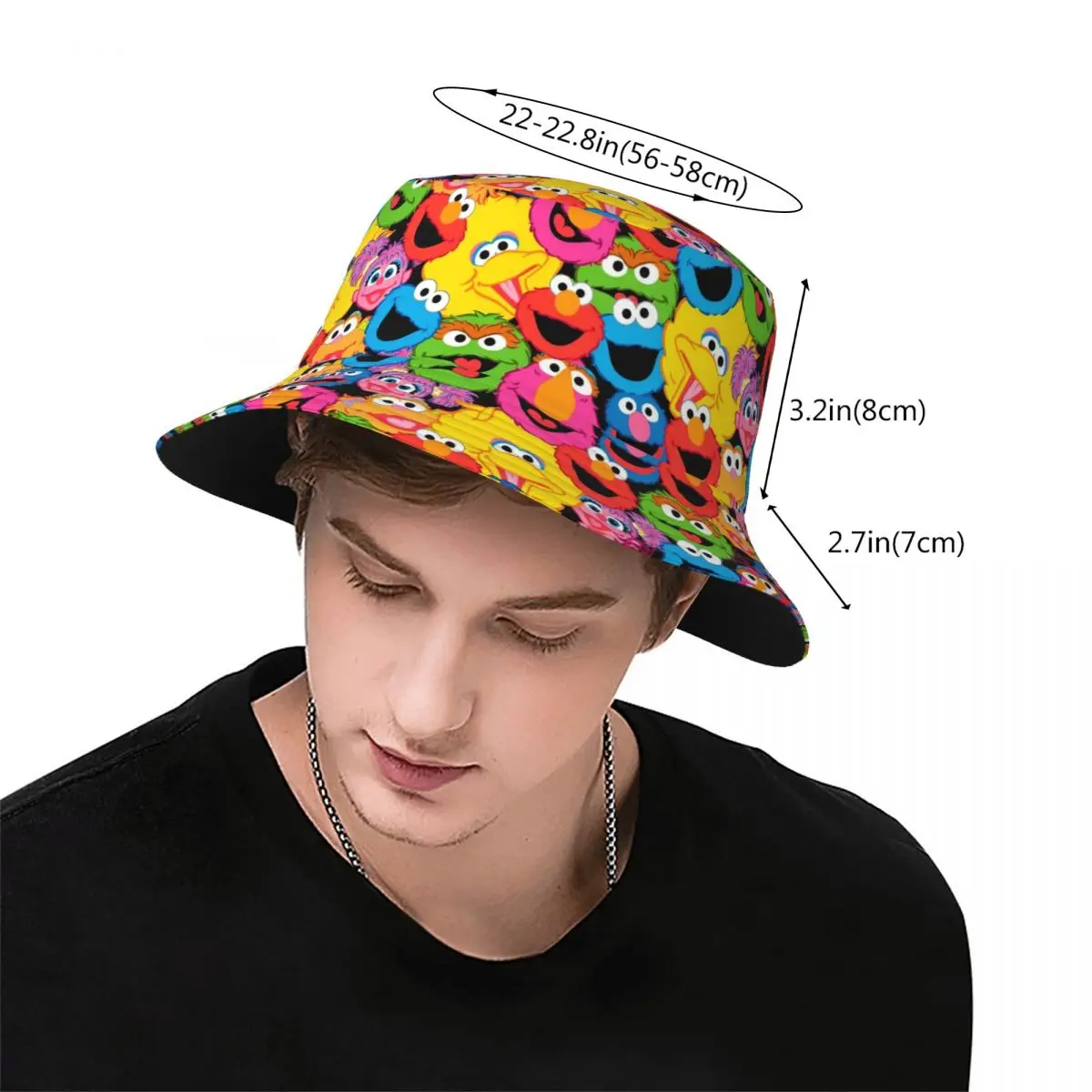 Elmo Anime Cartoon Bucket Hat Hot Summer Headwear Accessories SesameStreet Fishing Fisherman Hat for Hiking Girl Bob Packable