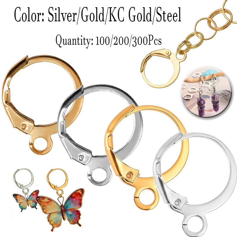 100-300 قطعة خطاف القرط المعدني هيبوالرجينيك رافعة الظهر القرط النتائج مع حلقة مفتوحة DIY بها بنفسك مستلزمات صناعة المجوهرات سلك الأذن