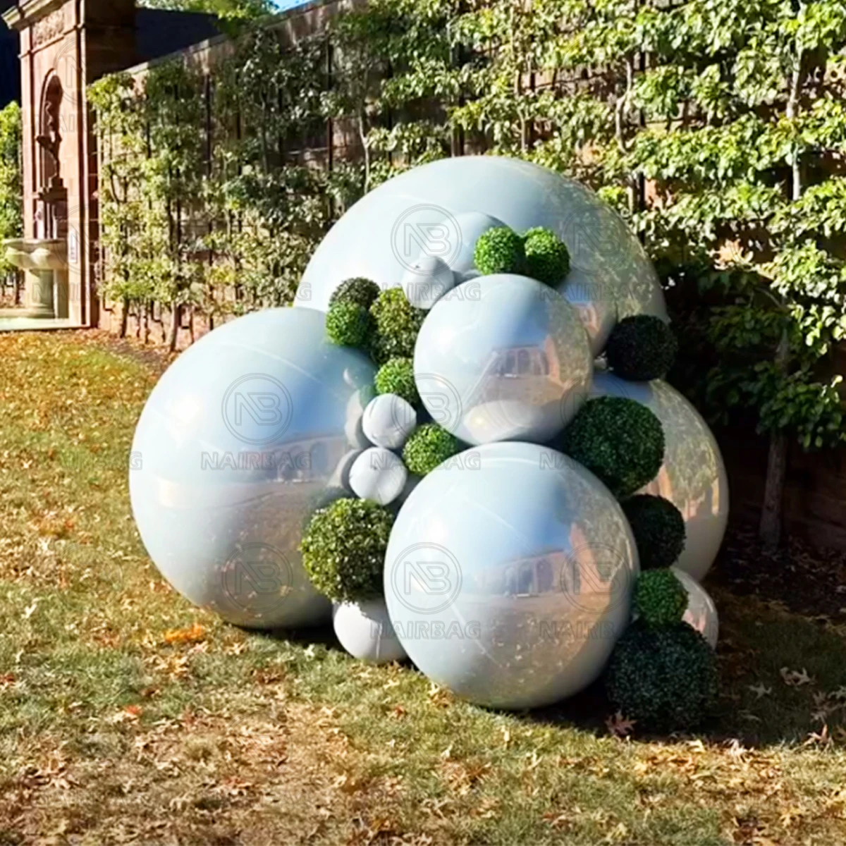 Bolas de espejo inflables gigantes blancas, esfera cromada metálica, decoración para eventos de boda, globos de espejo grandes que soplan a la venta