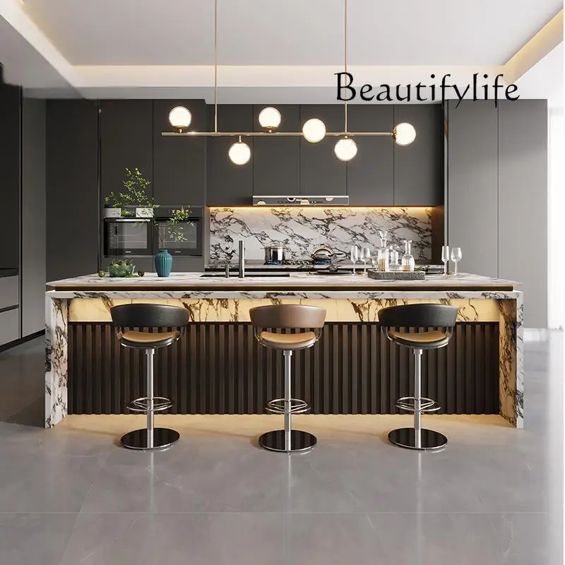 

Y Custom Luxury Stone Kitchen Island - Light Luxury-Style Dining Table & Peninsula Countertop For Western Open-Concept Kitchen