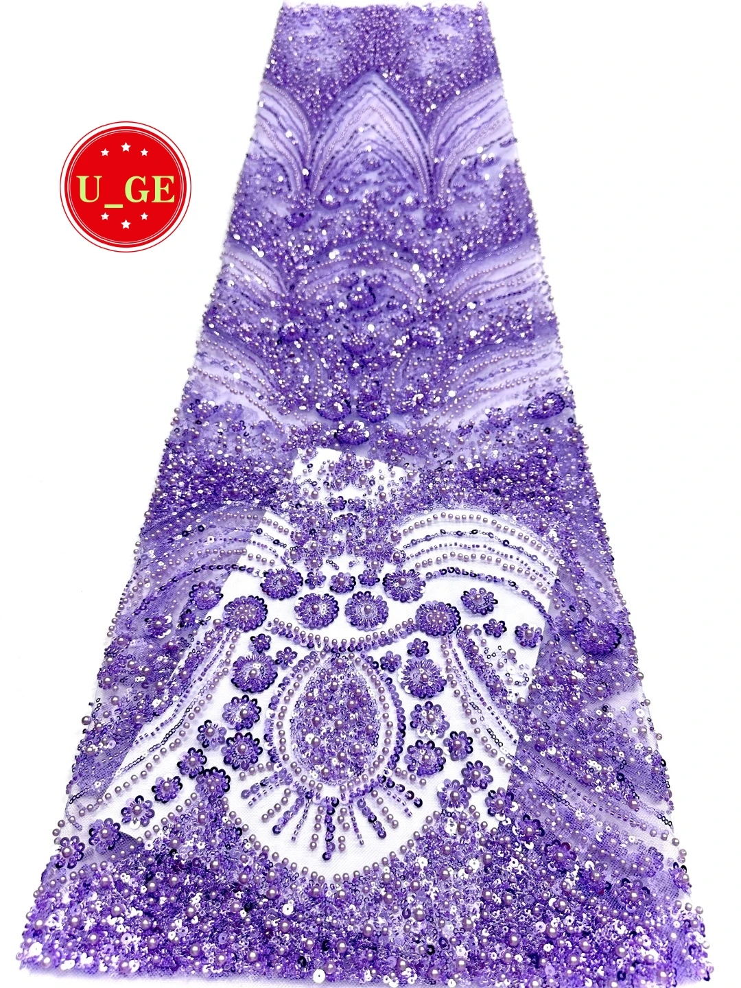 

2026Delicate Beaded Tube Lace Fabric - Best Quality&Very Soft Mesh Lace With Stones for Wedding Evening DressU_GE8596