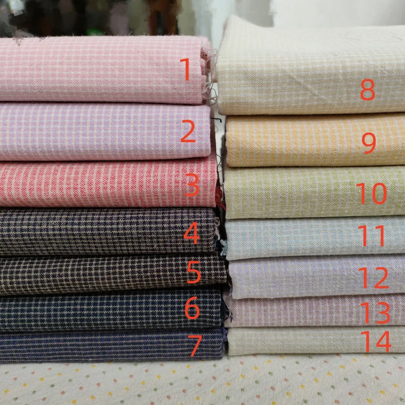 DIY bag Doll Japanese Yarn Dyed Cotton Fabric for Basic Patchwork Purse Sewing Quilting Handmade Craft Cloth 140cm*50cm